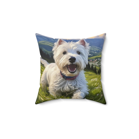 Westie Artistic Painting Spun Polyester Throw Pillow