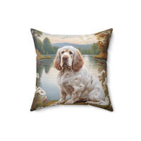 Clumber Spaniel - Spun Polyester Throw Pillow