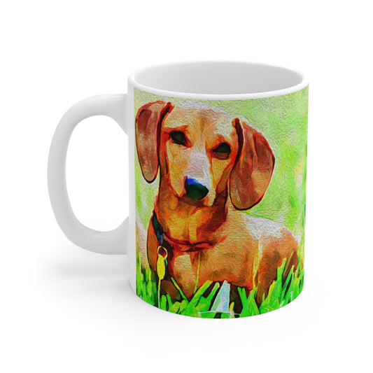Dachshund 'Daisy' Ceramic Mug - A Whimsical Sip of Joy
