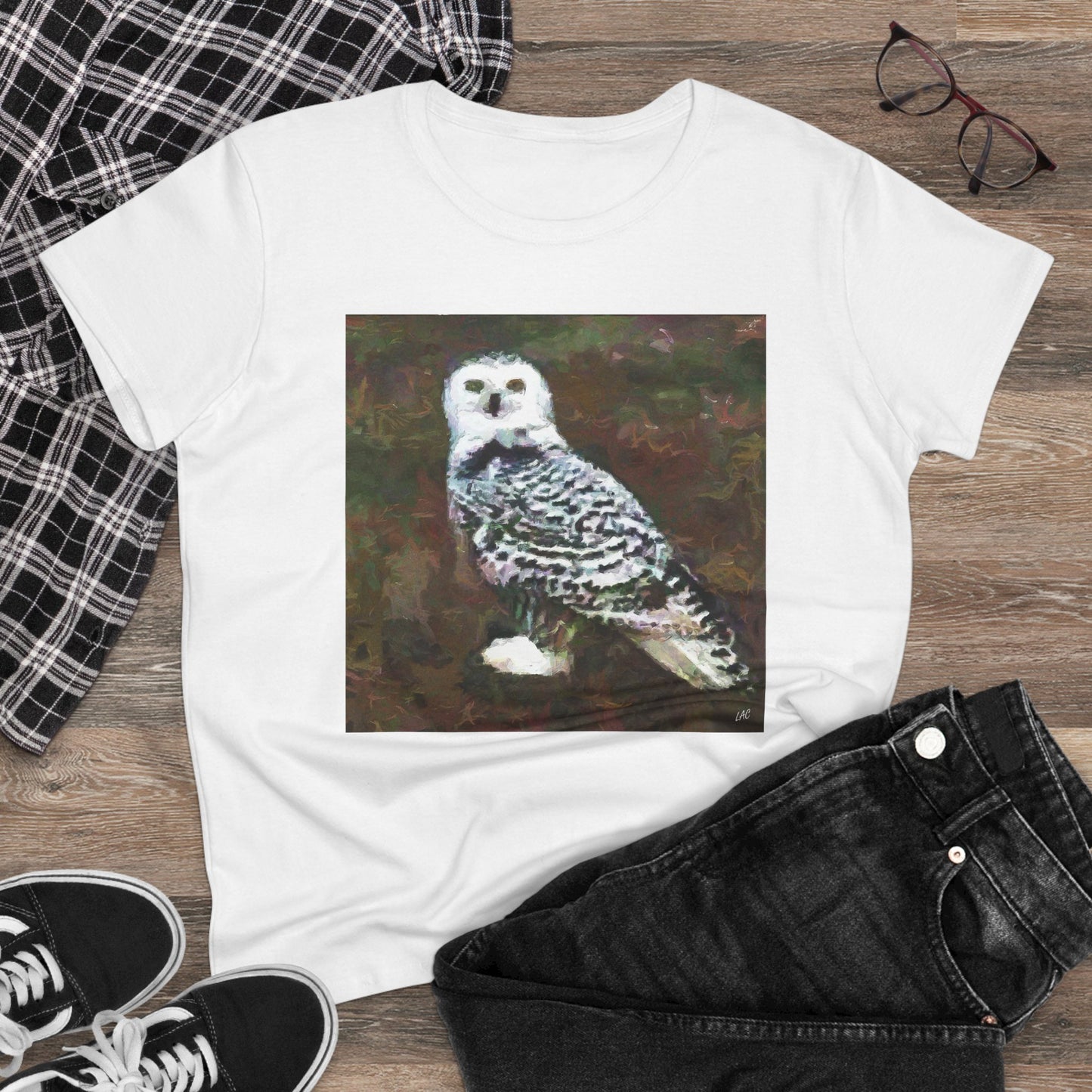 Snowy White Owl Women's Midweight Cotton Tee