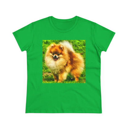 Pomeranian 'Pom Pom' Women's Midweight Cotton Tee