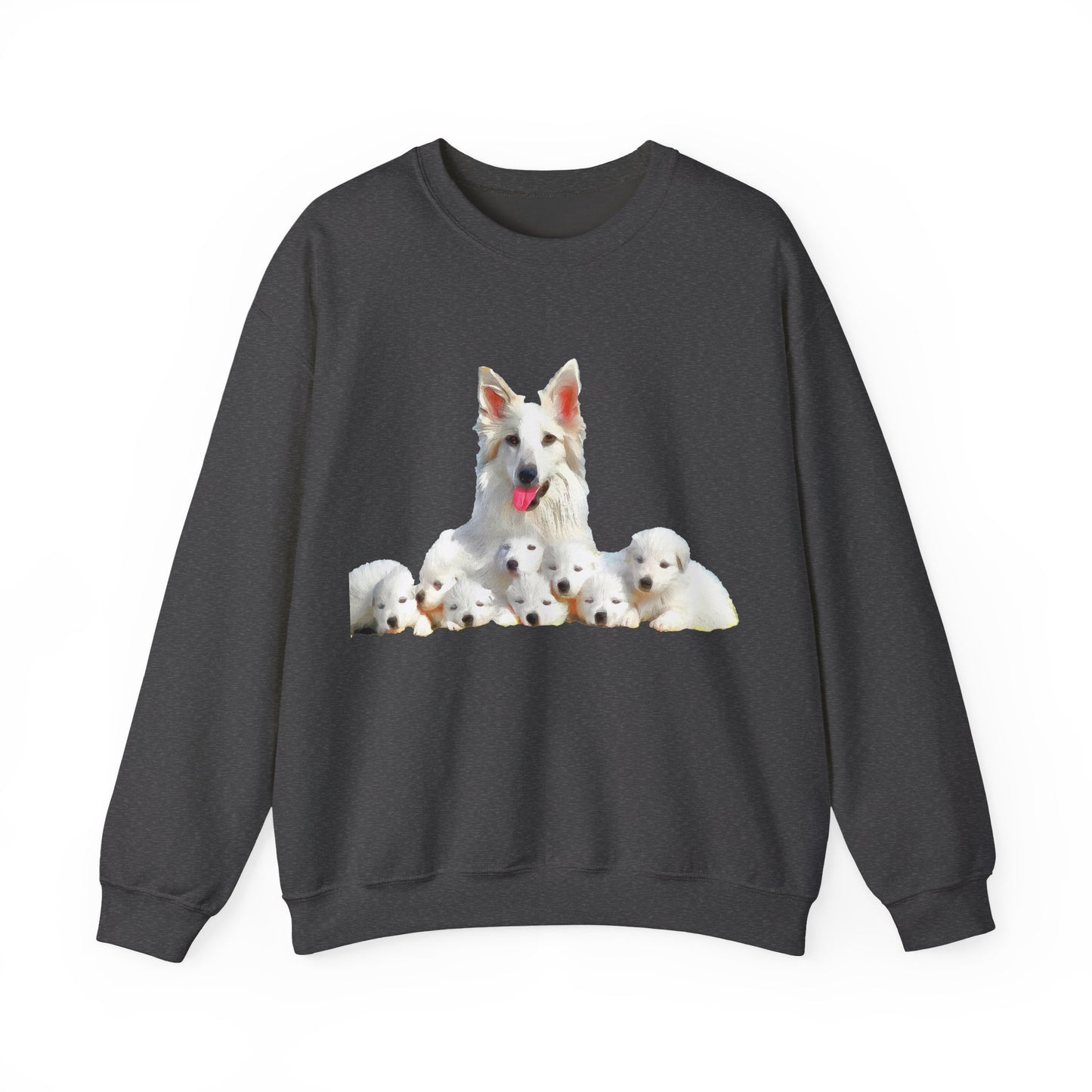 White Swiss Shepherds - 'Heidi and Her Pups' Unisex 50/50 Crewneck Sweatshirt