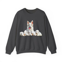 White Swiss Shepherds - 'Heidi and Her Pups' Unisex 50/50 Crewneck Sweatshirt