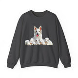 White Swiss Shepherds - 'Heidi and Her Pups' Unisex 50/50 Crewneck Sweatshirt
