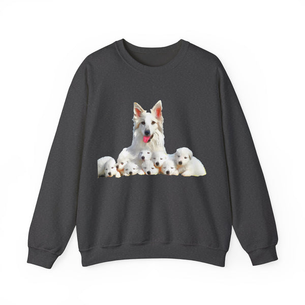 White Swiss Shepherds - 'Heidi and Her Pups' Unisex 50/50 Crewneck Sweatshirt