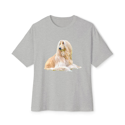 Afghan Hound Unisex Oversized Ringspun Cotton Boxy T-Shirt