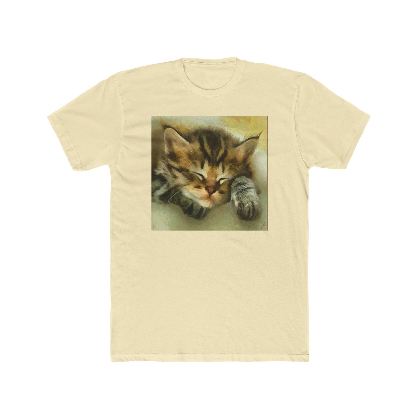 Sleepy Brucie the Cat - Men's Fitted Cotton Crew Tee