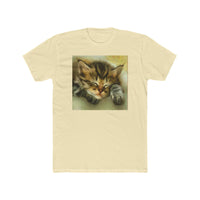 Sleepy Brucie the Cat - Men's Fitted Cotton Crew Tee