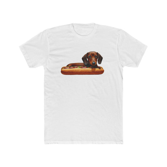 Dachshund Delight - Men's Fitted Cotton Crew Tee