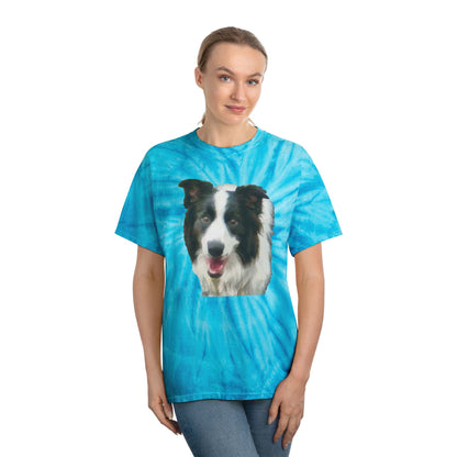 Border Collie #2 - Unisex Cotton Tie-Dye Tee, Cyclone