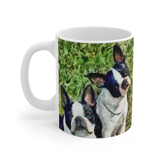 Boston Terriers Skipper & Dee Dee Ceramic Mug 11oz