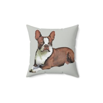 Boston Terrier 'Seely' Spun Polyester Throw Pillow