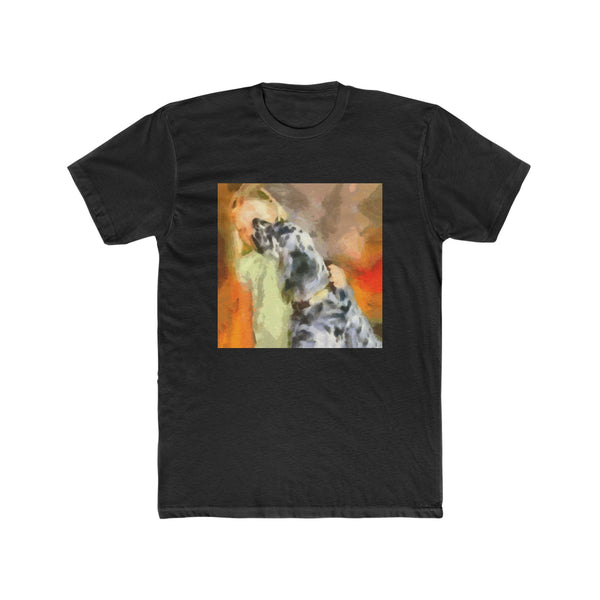 English Setter & Child Men's Fitted Cotton Crew Tee