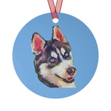 Siberian Husky 'Iditarod' Metal Ornaments