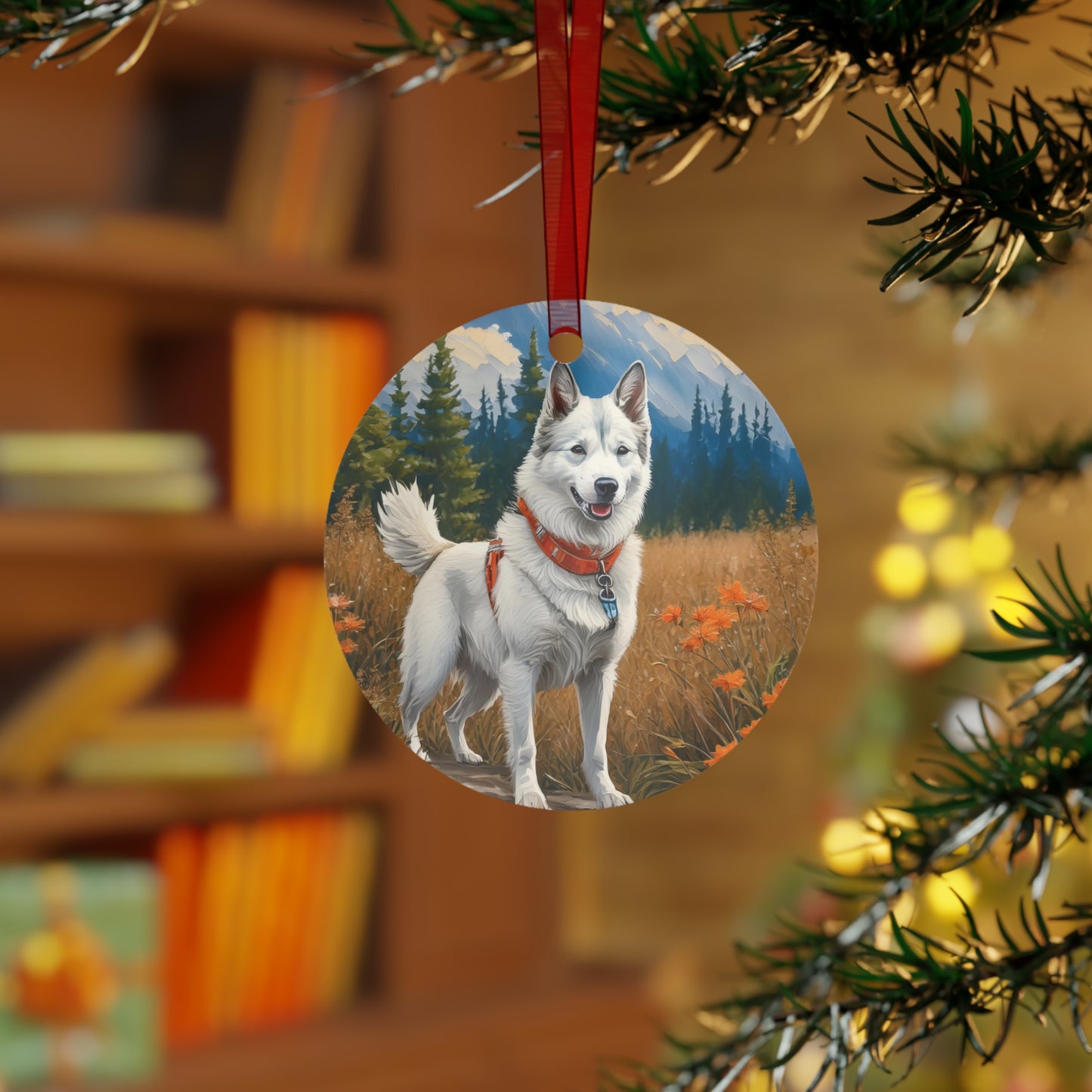 Yakutian Laika  Christmas Tree Metal Ornaments