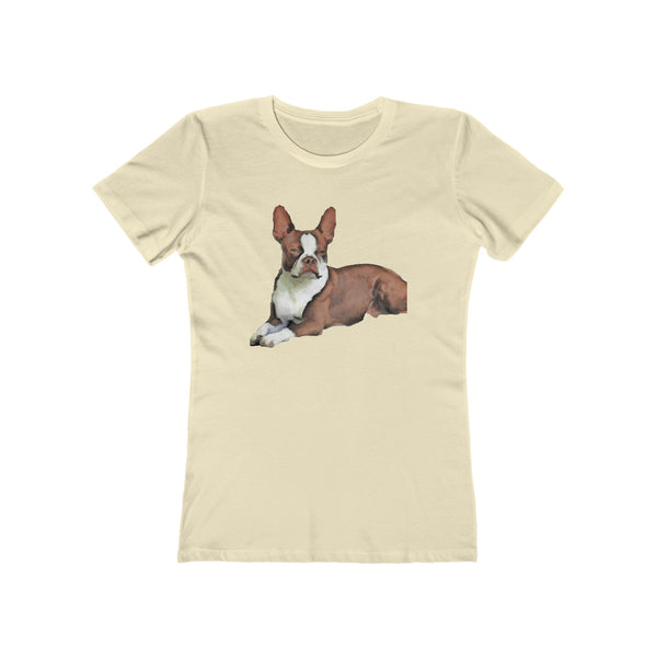 Boston Terrier - Brown & White - Women's Slim Fit Rigspun Cotton Tee