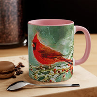 Winter Cardinal Accent Ceramic Coffee Mug, 11oz