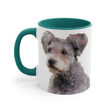 Watercolor Hungarian Pumi Dog Accent Mug — Cute Small Dog Portrait 11oz