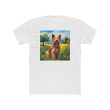 Briard in French Countryside Men's Fitted Cotton Crew Tee