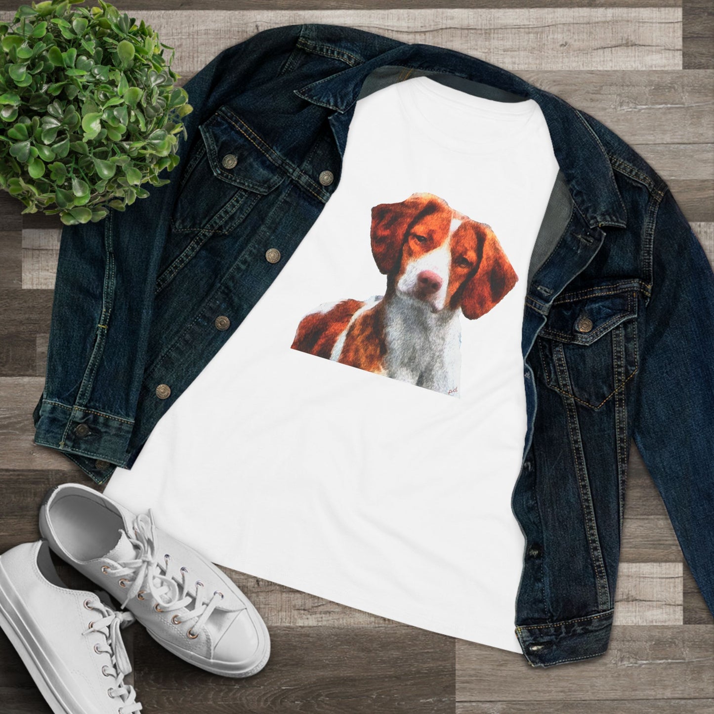 Brittany Spaniel 'Gunner' Women's Relaxed Fit Cotton Tee