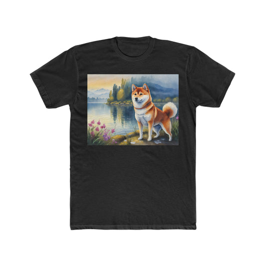 Shiba Inu --  Men's Fitted Cotton Crew Tee