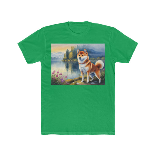 Shiba Inu --  Men's Fitted Cotton Crew Tee