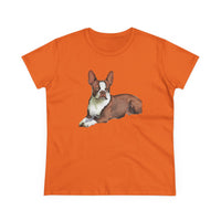 Boston Terrier Midweight Cotton Tee - Brown & White