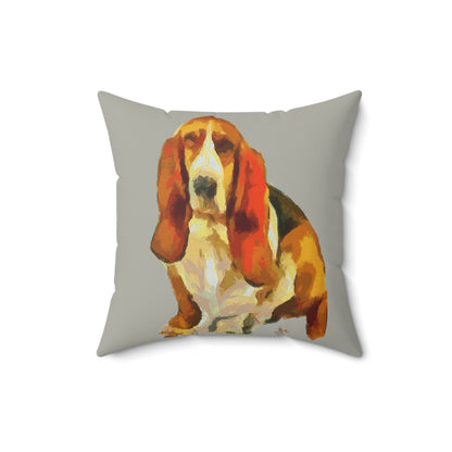 Basset Hound 'Lautrec' Spun Polyester Throw Pillow