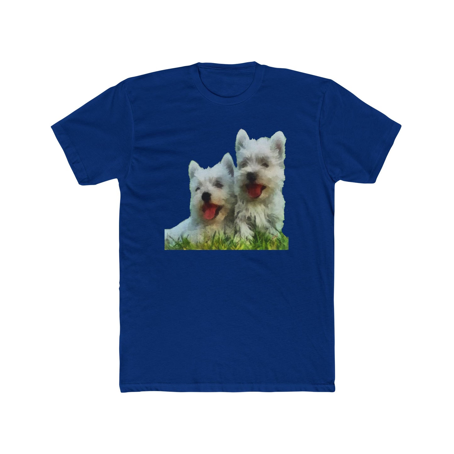 Elegant West Highland Terrier Artistic Painting Men's Fitted Cotton Crew Tee