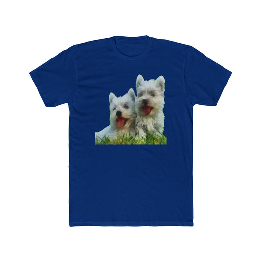 Elegant West Highland Terrier Artistic Painting Men's Fitted Cotton Crew Tee