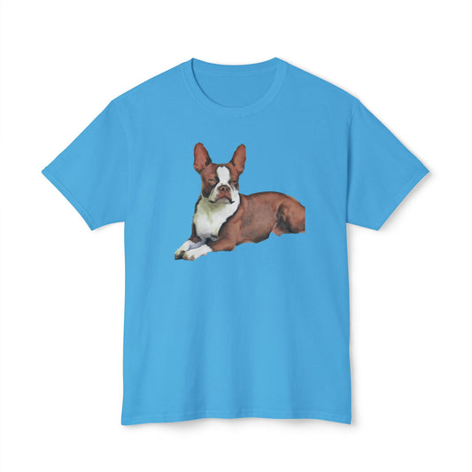 Boston Terrier Brown & White Pre-shrunk Unisex Cotton Tee