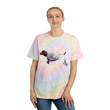 German Shorthair Pointer 'On Point' Unisex Tie-Dye Tee, Spiral