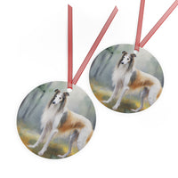 Regal Russian Wolfhound Metal Ornaments
