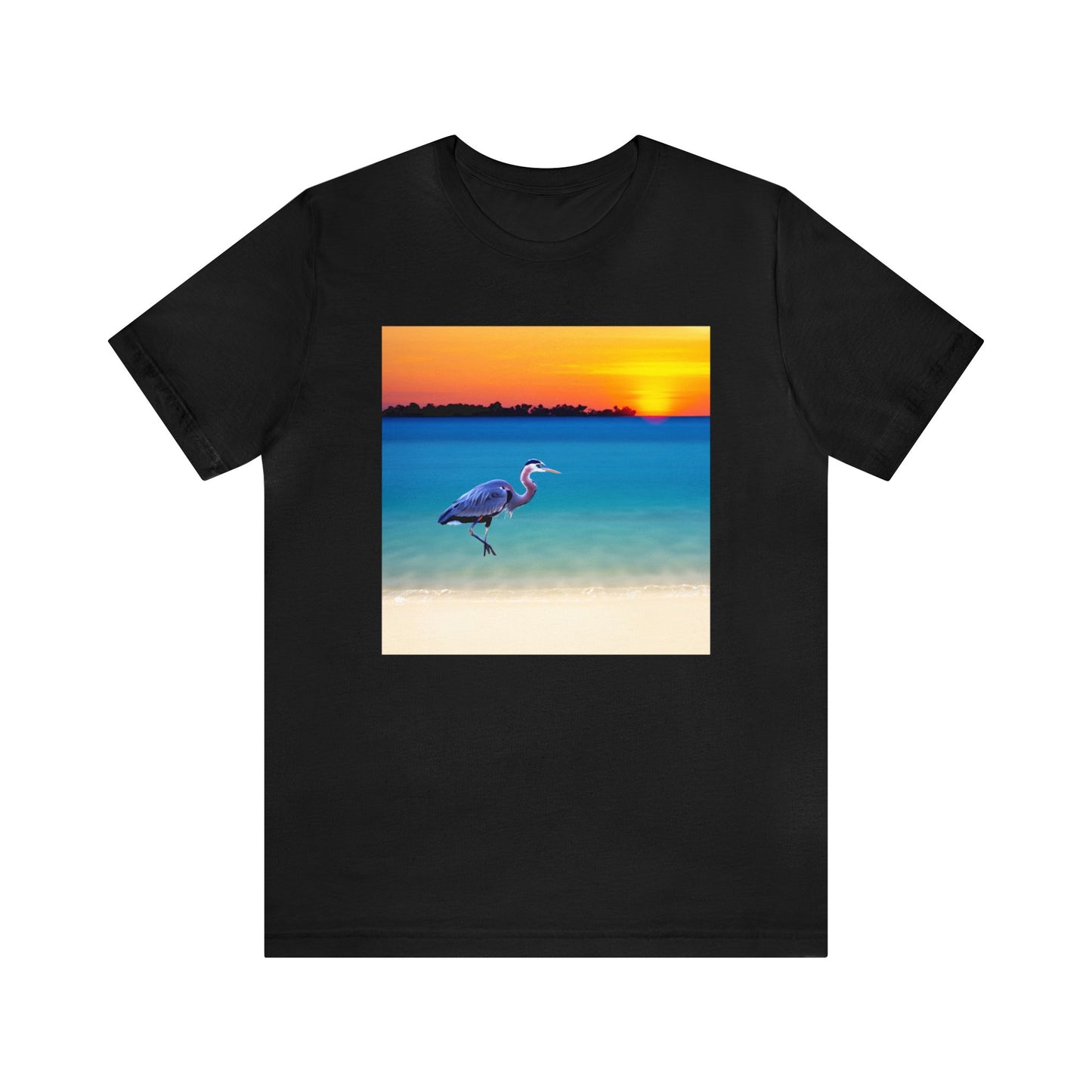 Blue Heron in Senset -  Classic Jersey Short Sleeve Tee