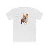 Welsh Corgi Puppy - Men's Fitted Cotton Crew Tee