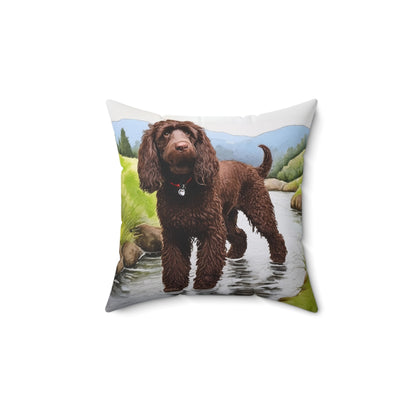 Irish Water Spaniel Spun Polyester Square Pillow