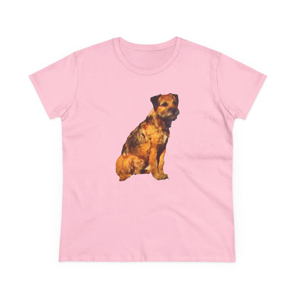 Charming Border Terrier 'Andrew' Women's Midweight Cotton Tee