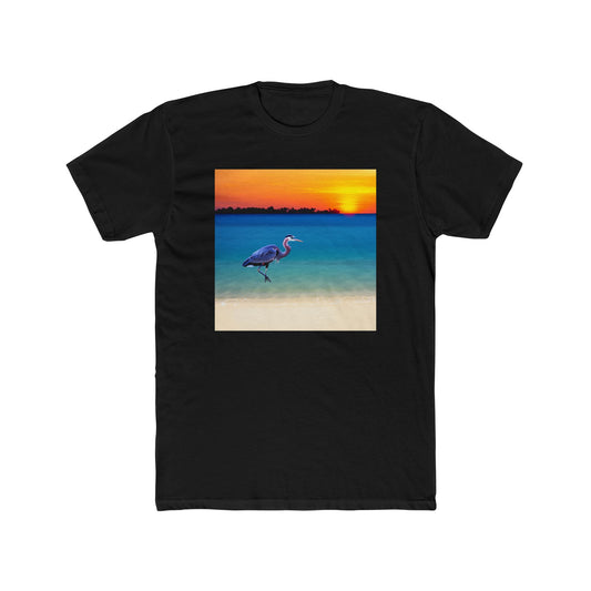 Blue Heron in Sunset - Men's Cotton Crew Tee