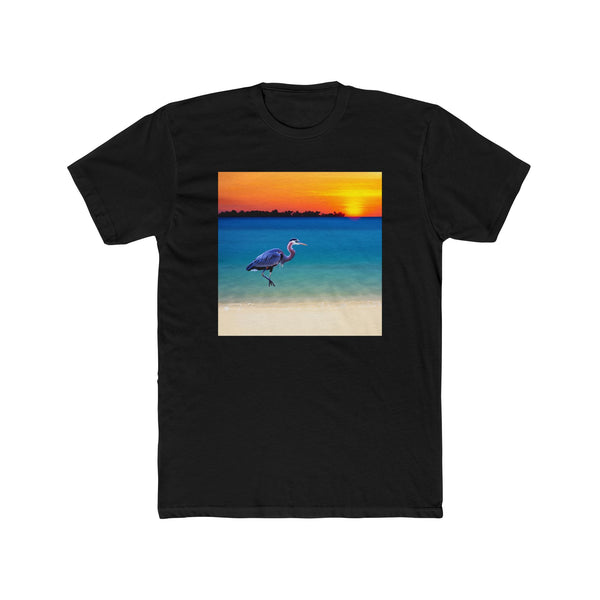 Blue Heron in Sunset - Men's Cotton Crew Tee