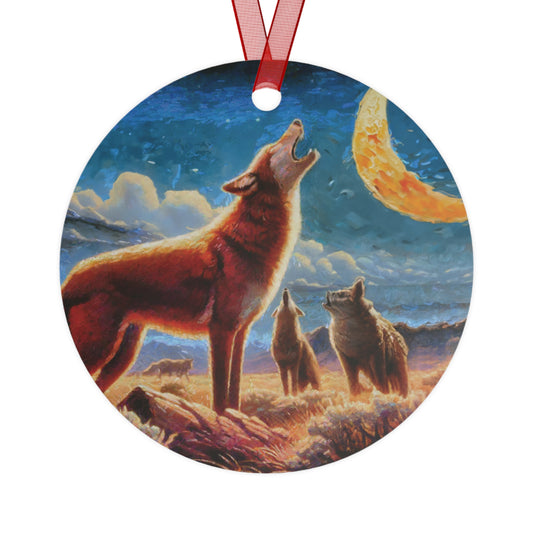 Coyotees in Moonlight Metal Ornaments