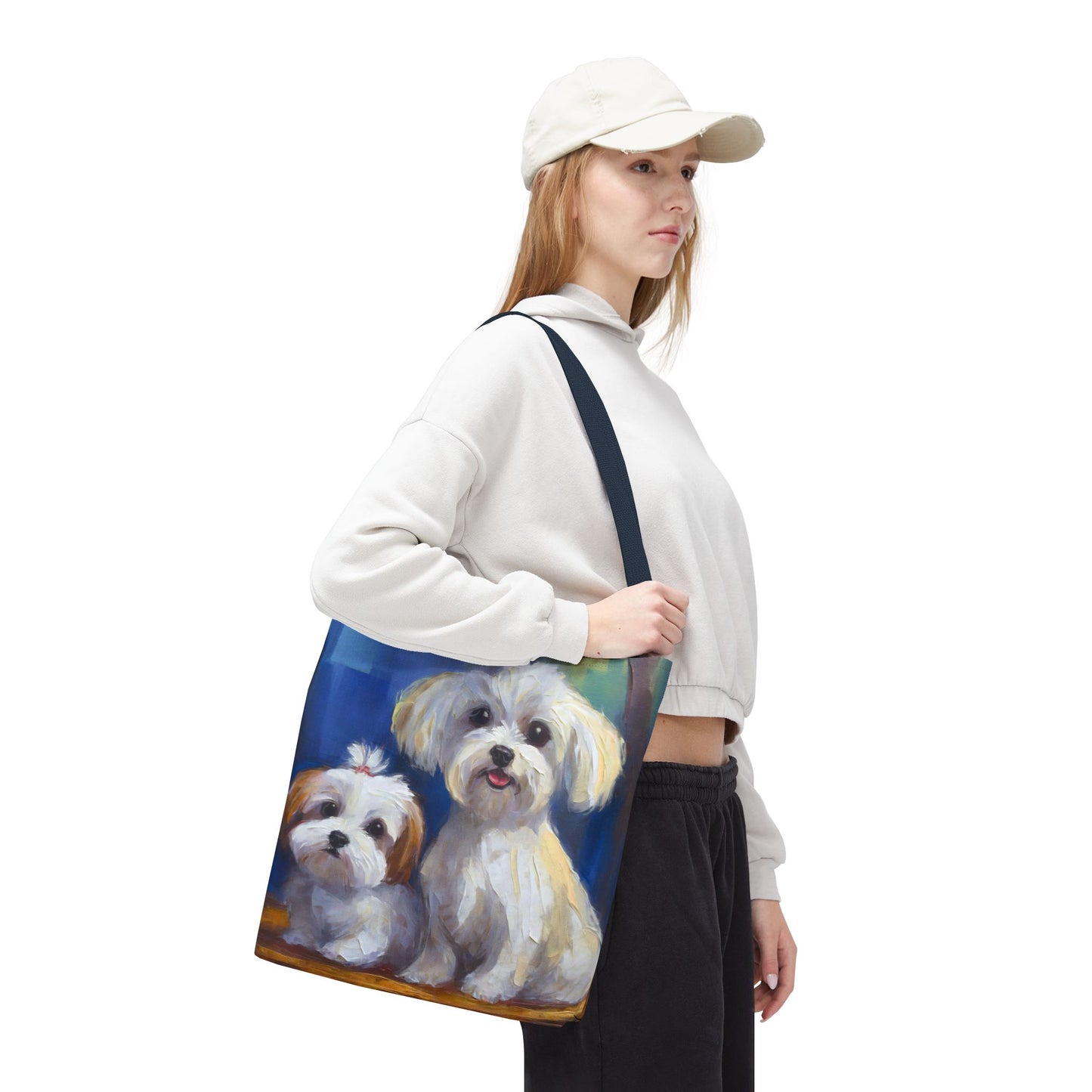 Maltese Polyester Tote Bag - The Elegance of Charm