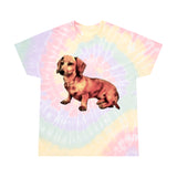 Dachshund 'Simone' Unisex Cotton Tie-Dye Tee, Spiral