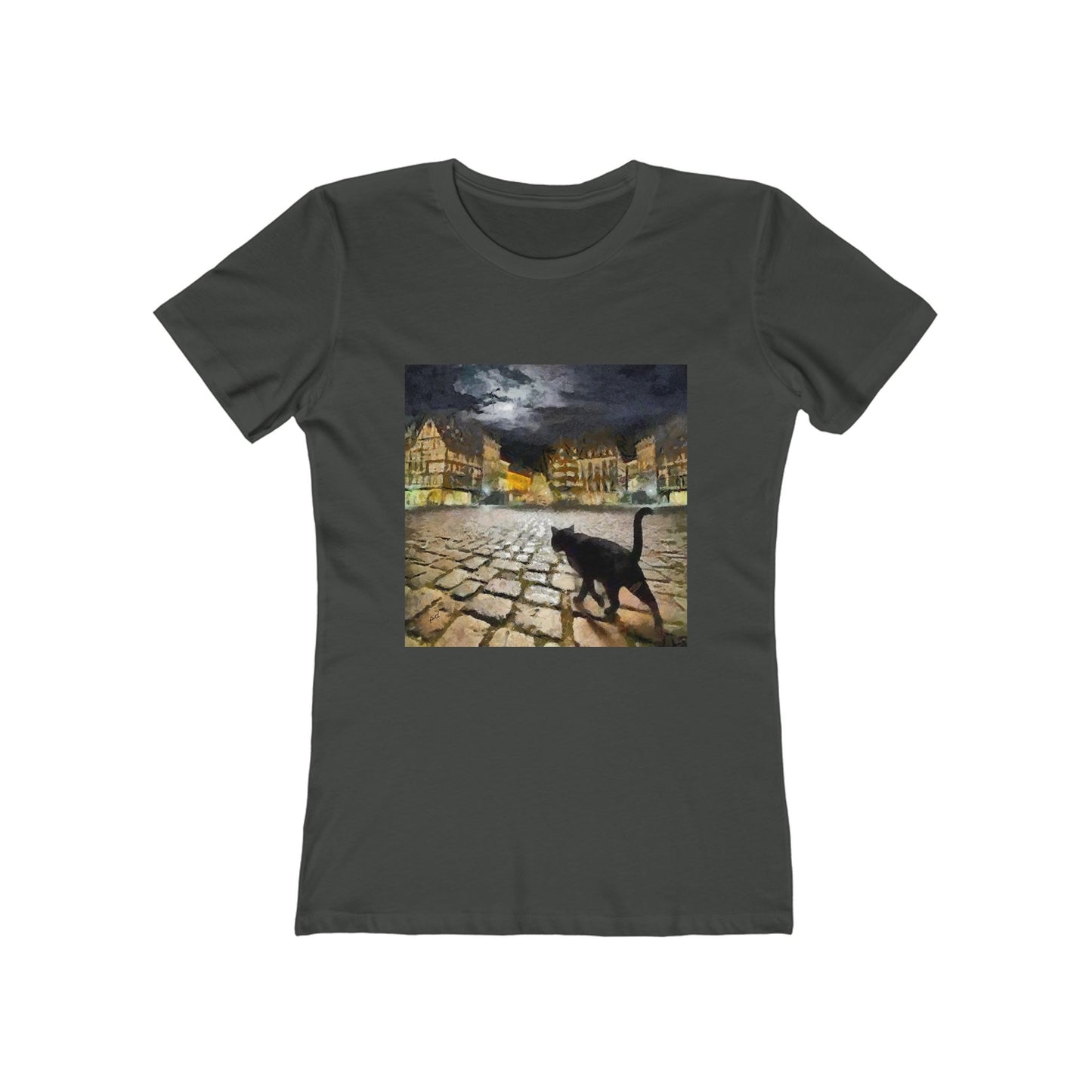 Night Cat Prowling - Women's Slim Fit Ringspun Cotton T-Shirt