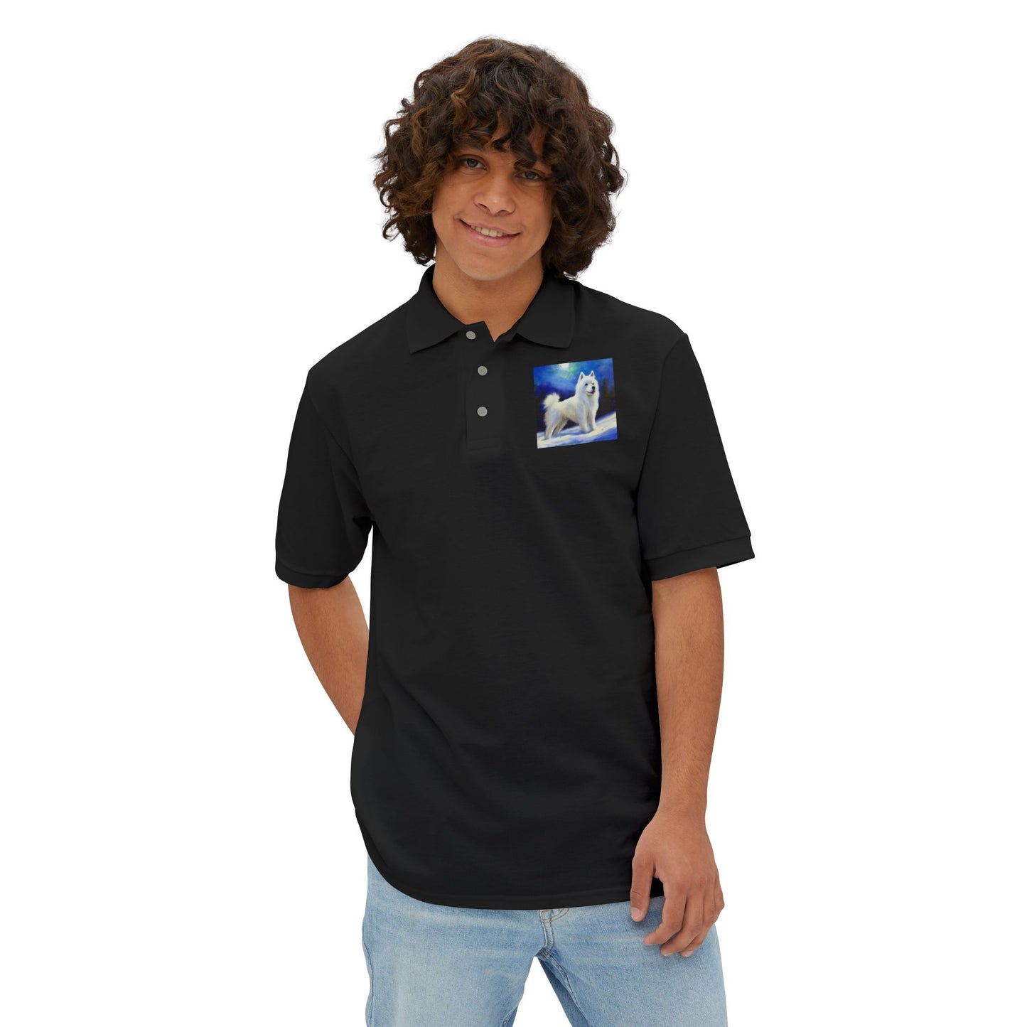 American Eskimo - Men's Piqué Polo Shirt: Timeless Elegance