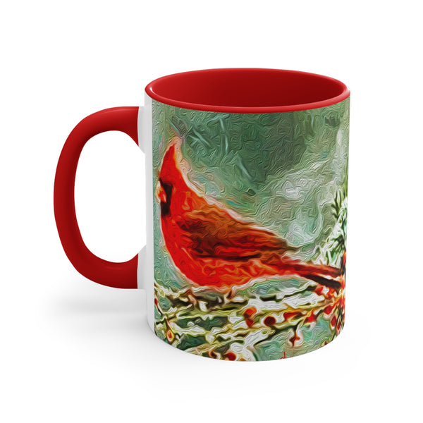 Winter Cardinal Accent Ceramic Coffee Mug, 11oz