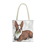 Boston Terrier Brown & White Polyester Tote Bag