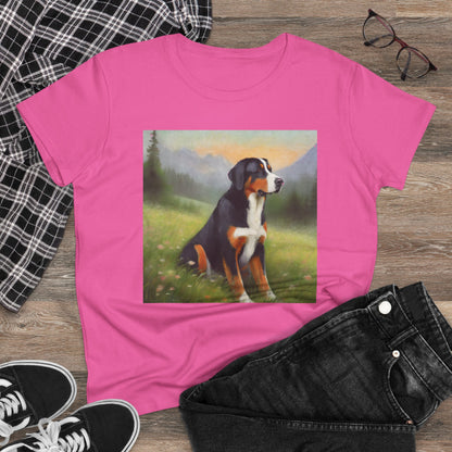 Greater Swiss Mountain Dog Women's Midweight Cotton Tee