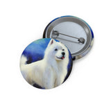 American Eskimo Dog Metal Pinback Buttons