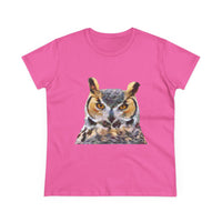 Great Horned Owl 'Hooty' Women's Midweight Cotton Tee