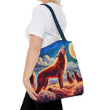 Coyotees Howling Under Moonlight Tote Bag